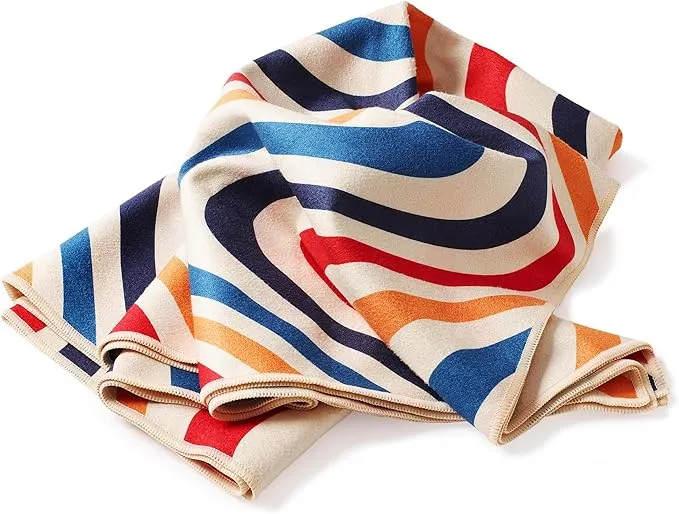 Luxe (380GSM) Oversized (180x60CM) Performance Microfiber Towel Made from Recycled Materials | Quick-Drying, Sand-Free, and Compact | Stink-Resistant | Ideal for Camping, Beach, Yoga (Waves)