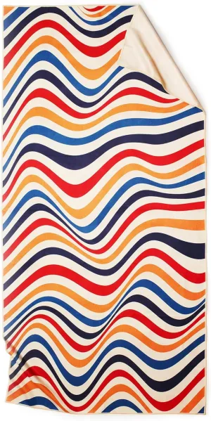 Luxe (380GSM) Oversized (180x60CM) Performance Microfiber Towel Made from Recycled Materials | Quick-Drying, Sand-Free, and Compact | Stink-Resistant | Ideal for Camping, Beach, Yoga (Waves)