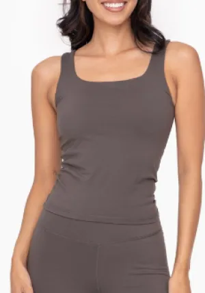 Lycra-Blend Square Neck Active Tank