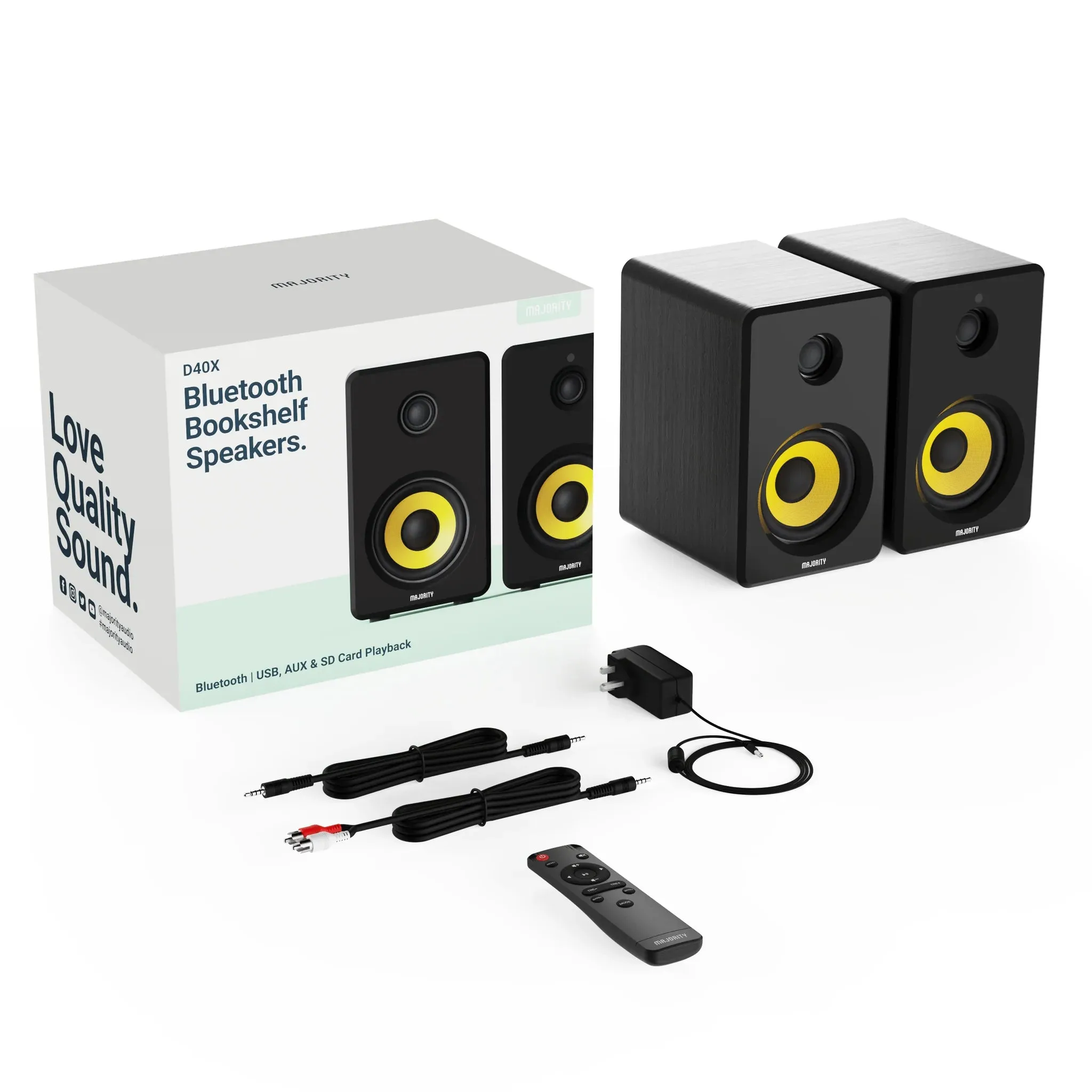 Majority Bluetooth Active Bookshelf Speakers (D40X)