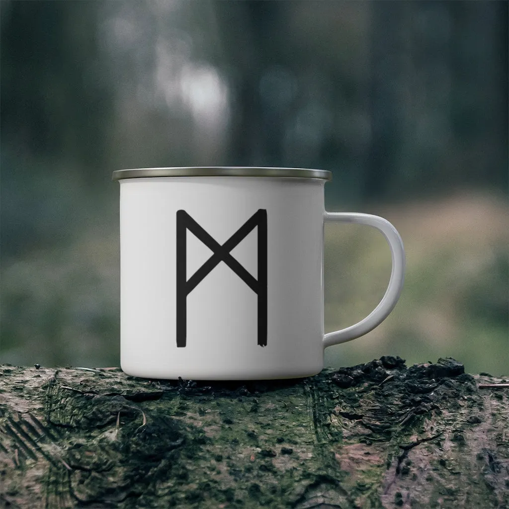 Mannaz (Mankind) Viking Rune Enamel Camping Mug