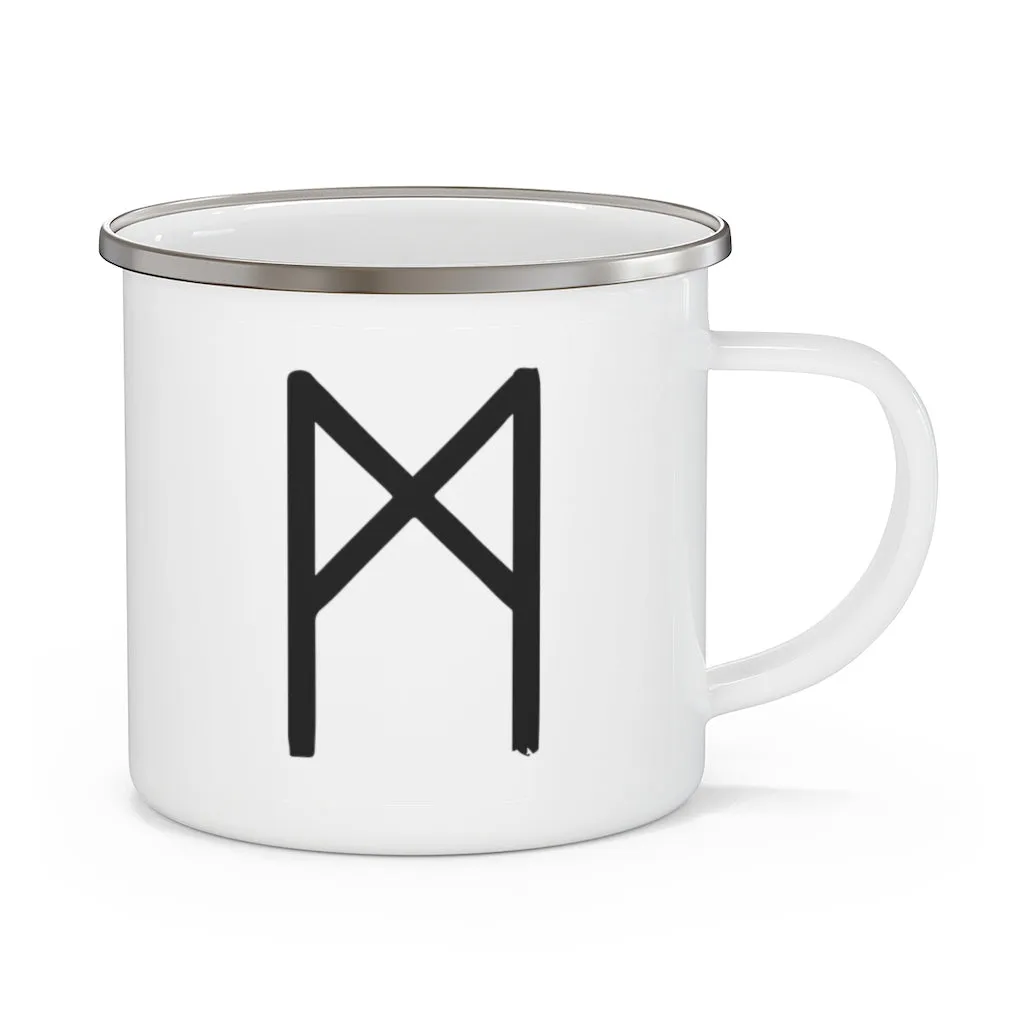 Mannaz (Mankind) Viking Rune Enamel Camping Mug