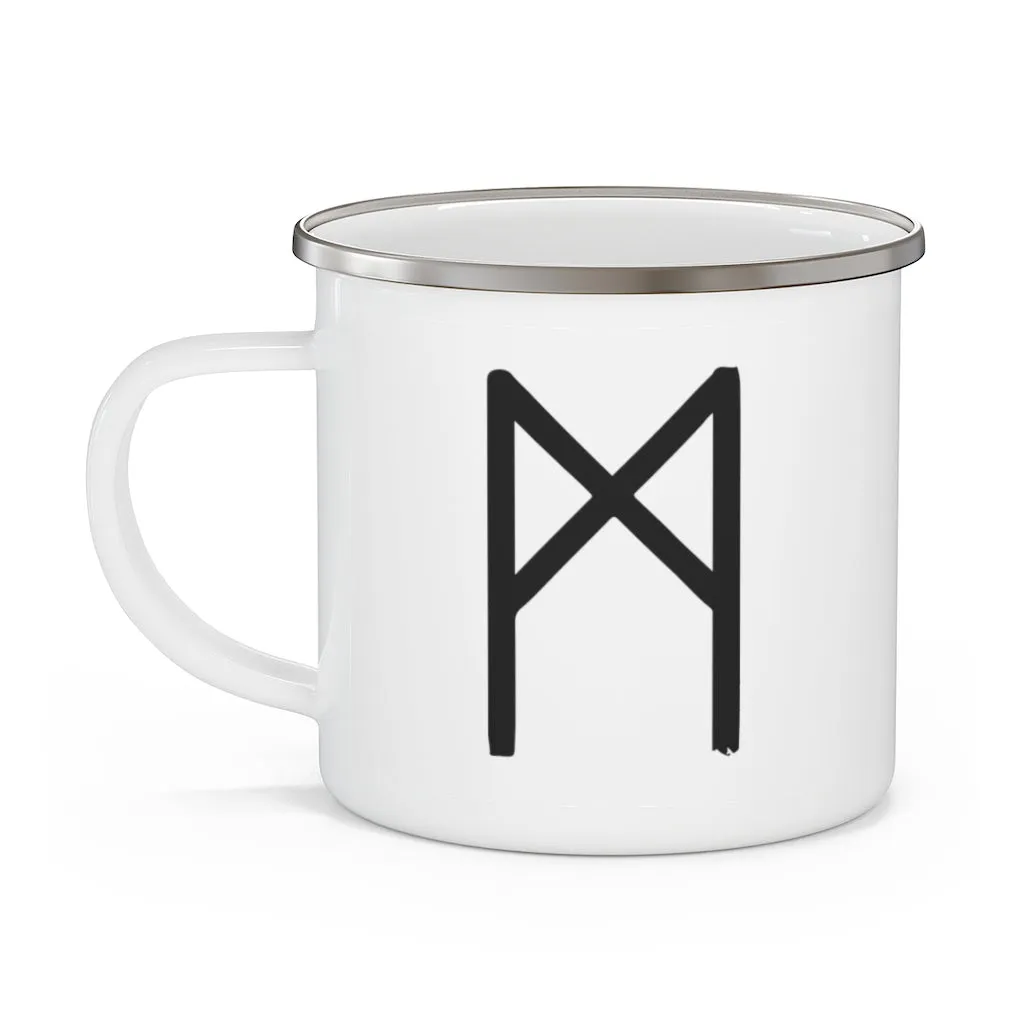 Mannaz (Mankind) Viking Rune Enamel Camping Mug