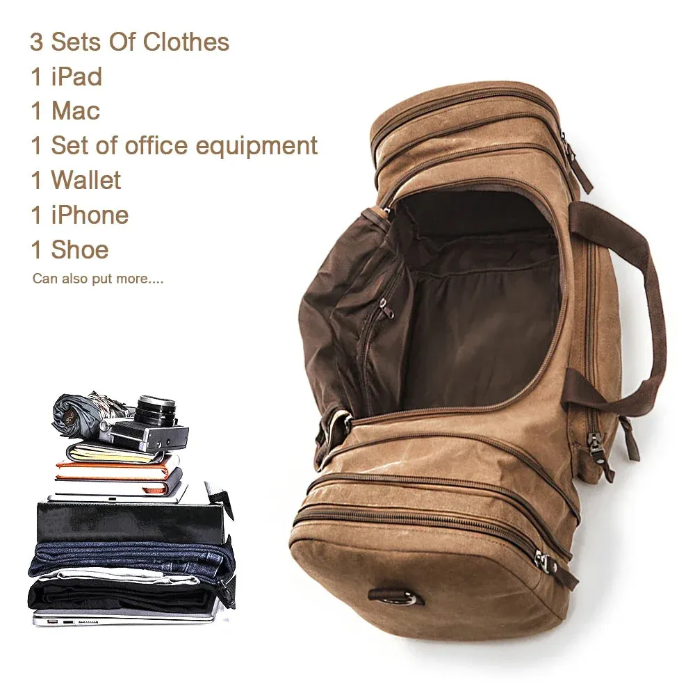 MARKROYAL Mens Canvas Travel Duffel Male Large Capacity Travel Bags Travel Tote Carry on Crossbody bag Overnight Dropshipping