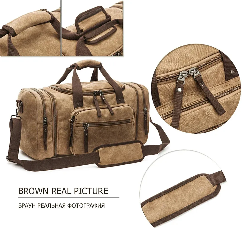 MARKROYAL Mens Canvas Travel Duffel Male Large Capacity Travel Bags Travel Tote Carry on Crossbody bag Overnight Dropshipping