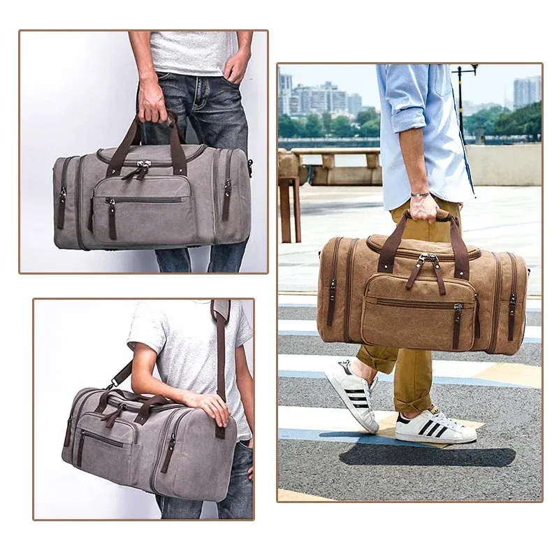 MARKROYAL Mens Canvas Travel Duffel Male Large Capacity Travel Bags Travel Tote Carry on Crossbody bag Overnight Dropshipping