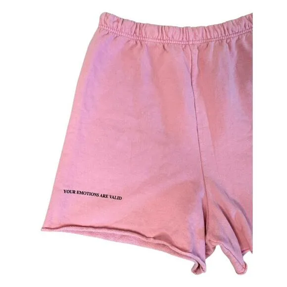 MAYFAIR Your Emotions Are Valid Emotional Soft Pink Sweat Lounge Shorts Size XXL