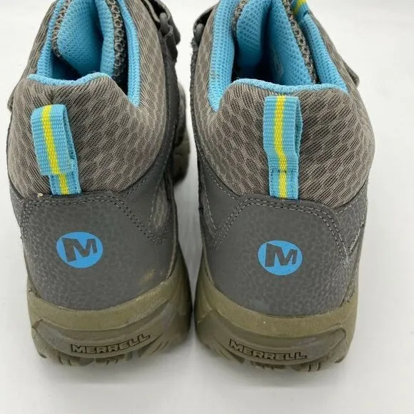 Merrell Mid Waterproof HILLTOP Ventilator Hiking Boot Girls Sz 5 Gray Blue