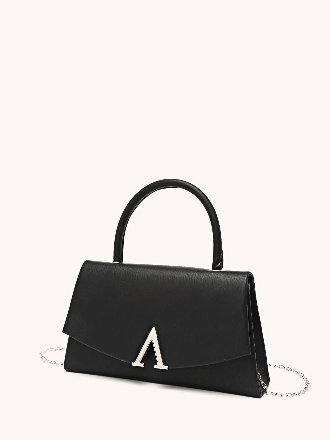 Metal Decor Flap Square Bag - Black