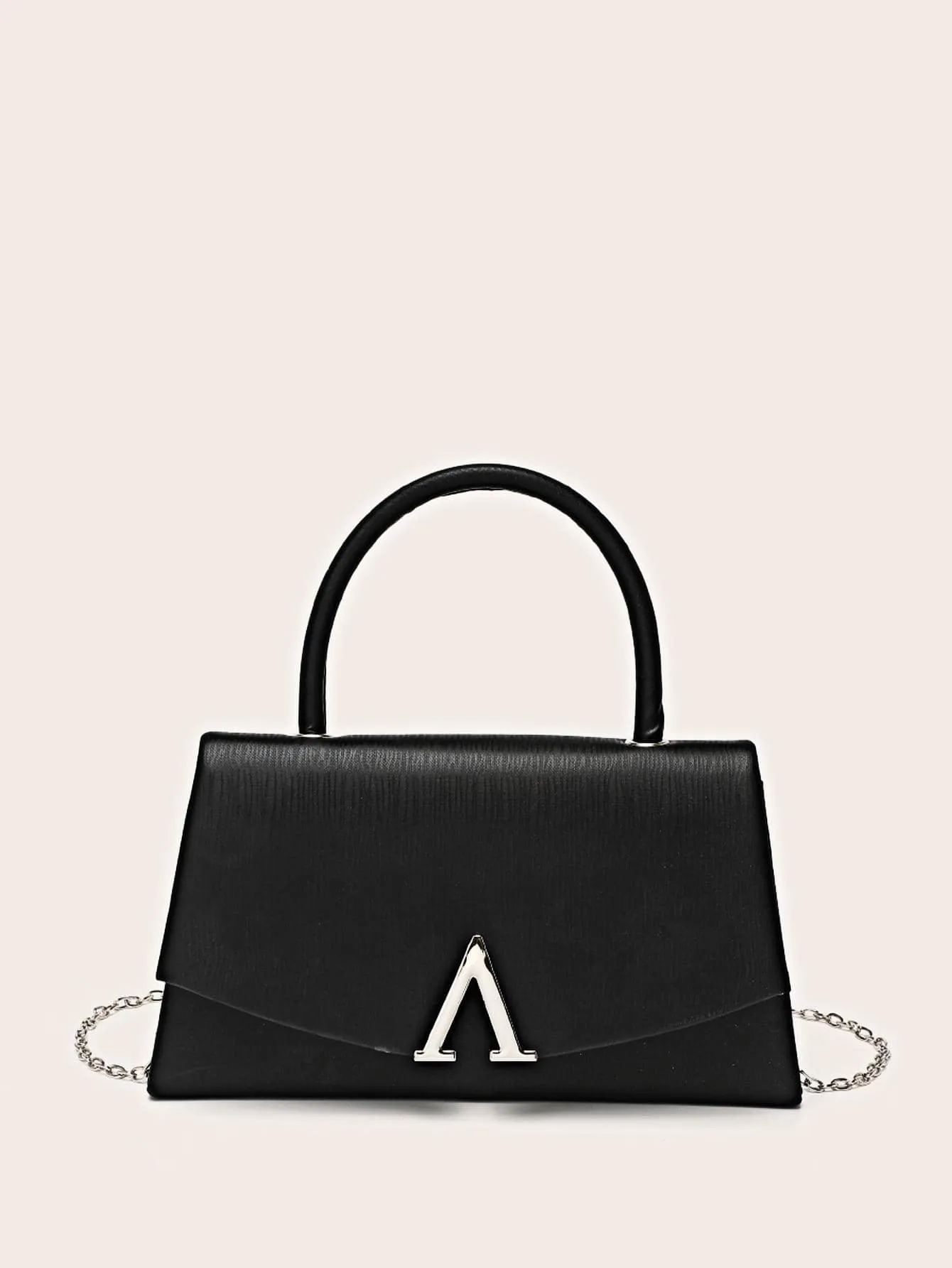 Metal Decor Flap Square Bag - Black