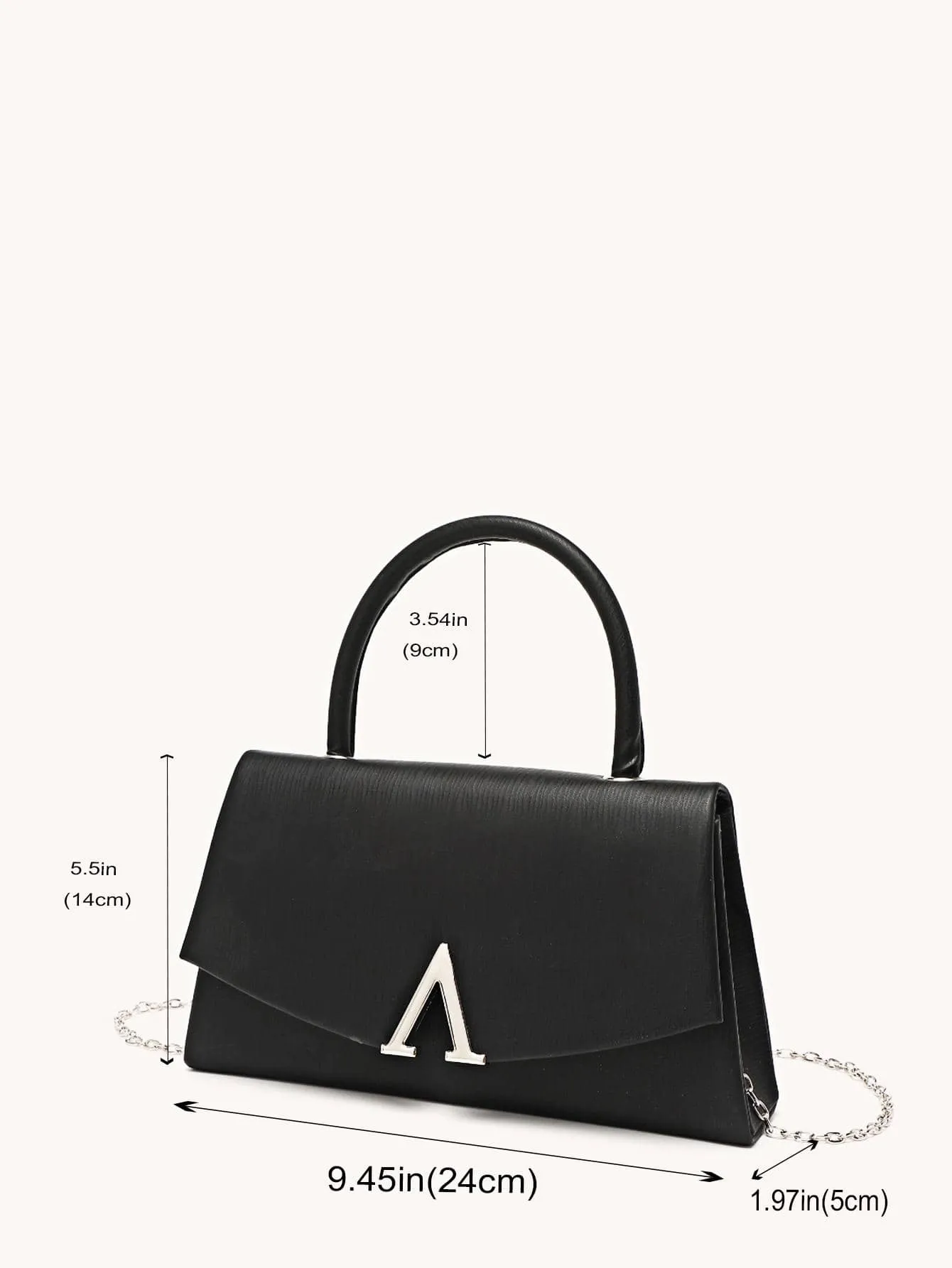 Metal Decor Flap Square Bag - Black