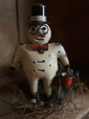 Metal Snowman Holding Bucket