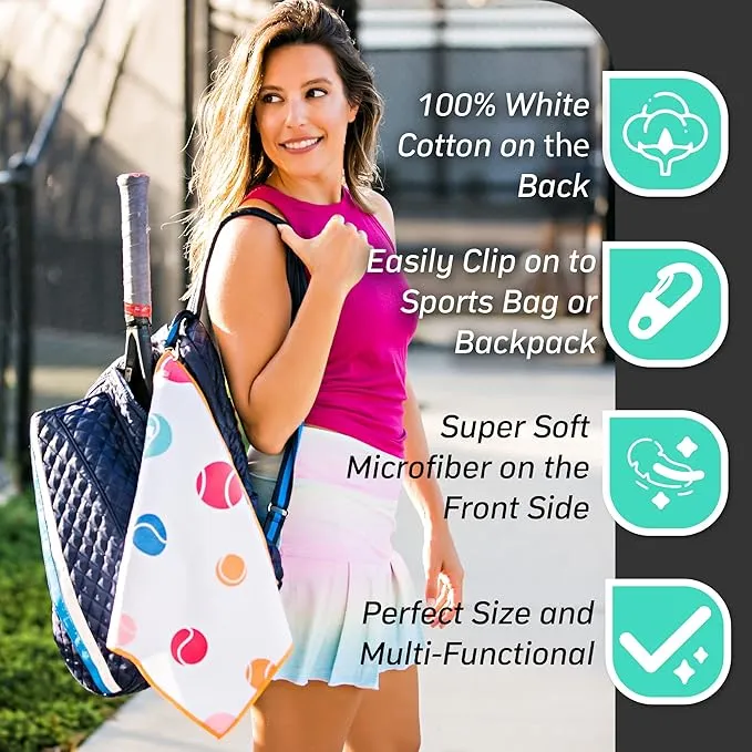 Millie Rose Pickleball Towels in Fashionable Prints - Cute 15x17 inch Microfiber & Cotton Athletic Towels with Carabiner Clip - Pickleball Accessories, Pickleball Gifts (Pickleball is Life)
