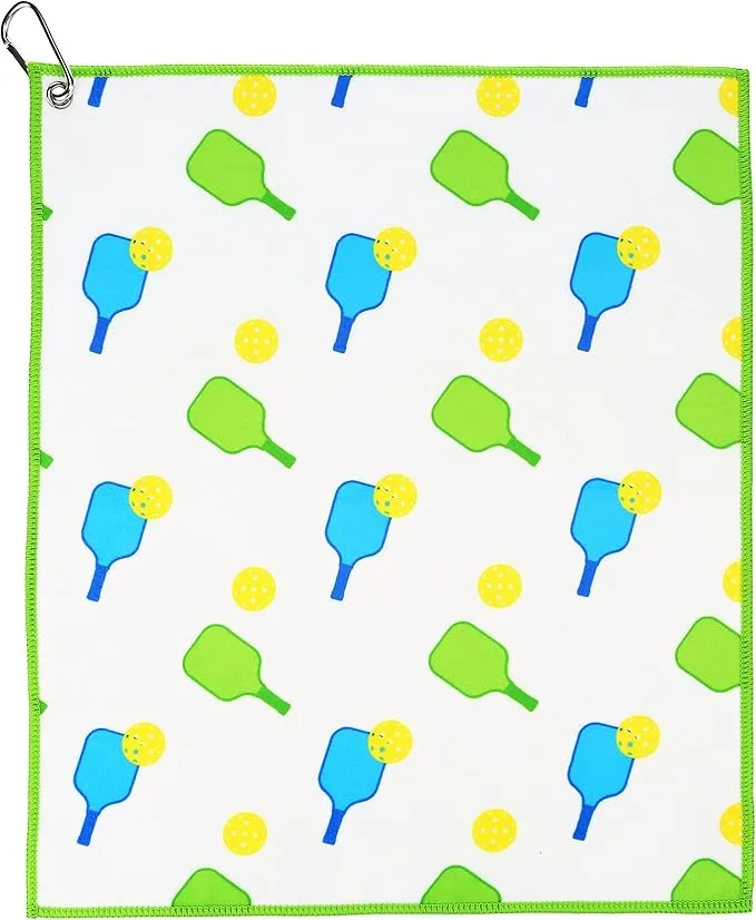 Millie Rose Pickleball Towels in Fashionable Prints - Cute 15x17 inch Microfiber & Cotton Athletic Towels with Carabiner Clip - Pickleball Accessories, Pickleball Gifts (Pickleball is Life)