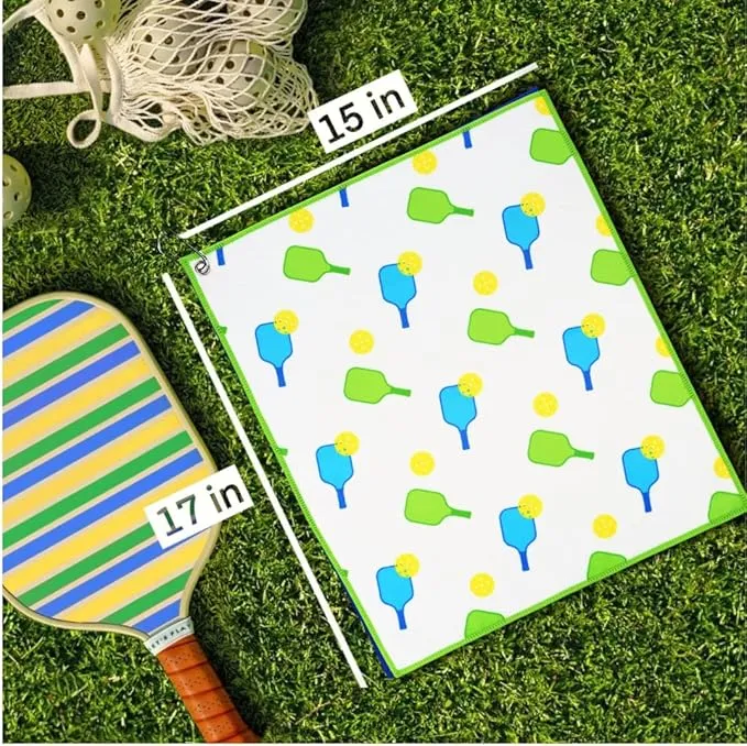 Millie Rose Pickleball Towels in Fashionable Prints - Cute 15x17 inch Microfiber & Cotton Athletic Towels with Carabiner Clip - Pickleball Accessories, Pickleball Gifts (Pickleball is Life)