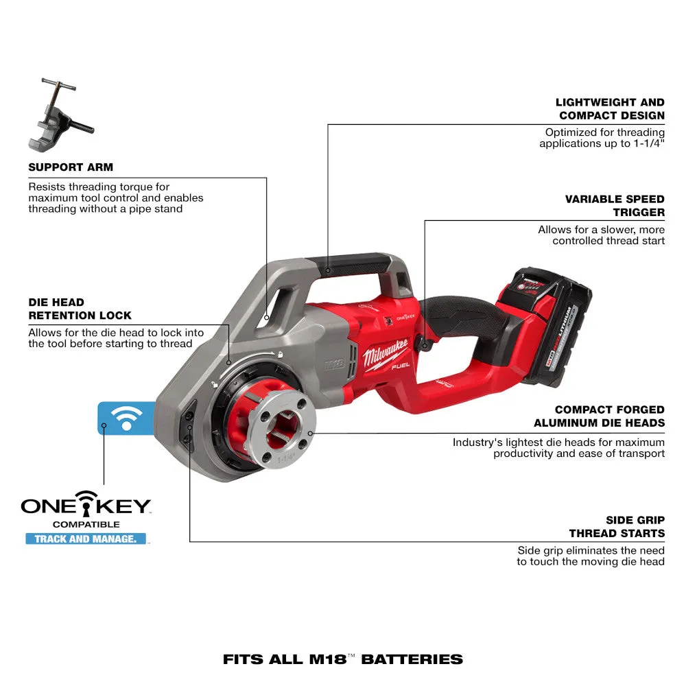 Milwaukee 2870-22 M18 FUEL Compact Pipe Threader with ONE-KEY