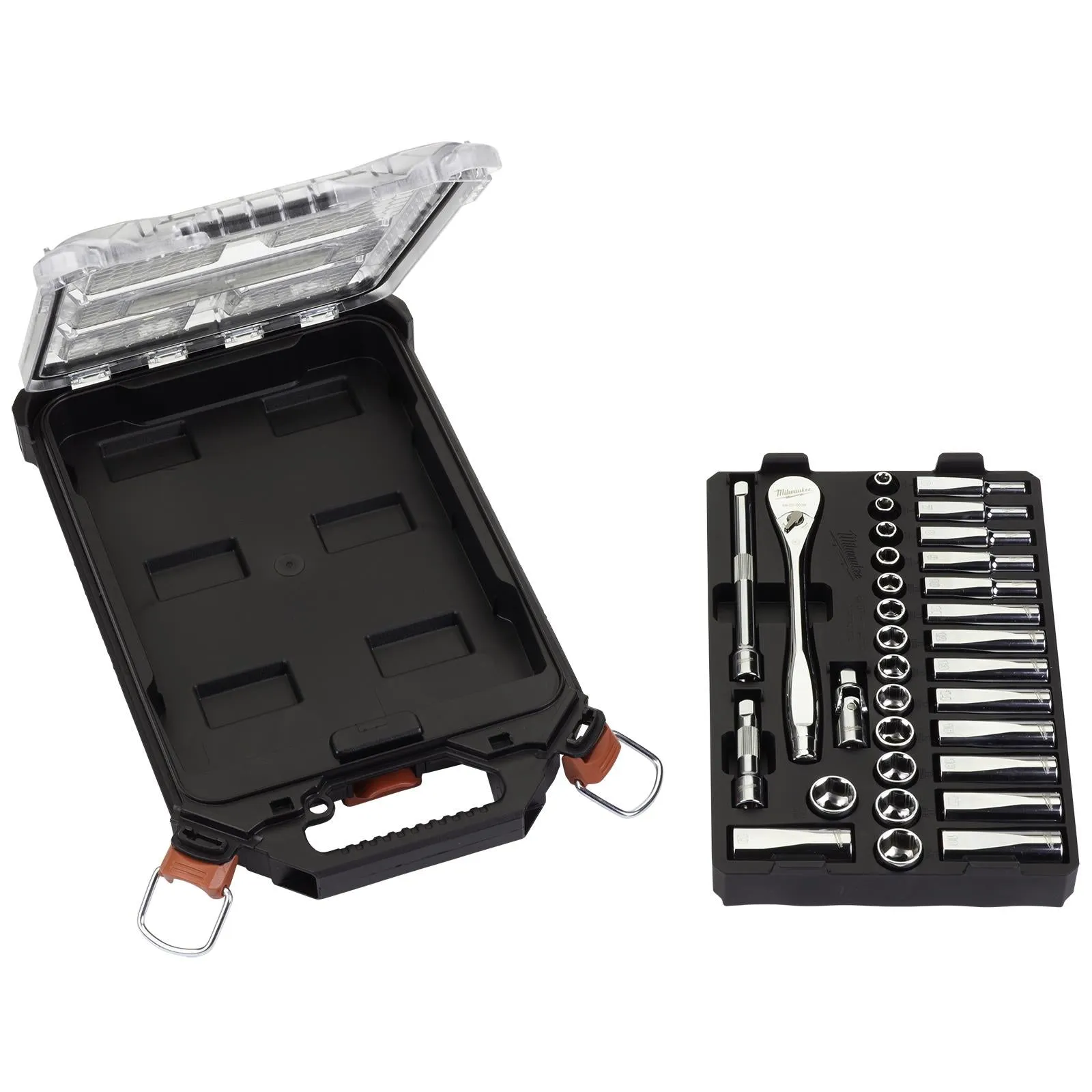 Milwaukee Ratchet and Socket Set 3/8" Drive 32 Piece Packout Compact Slim Organiser