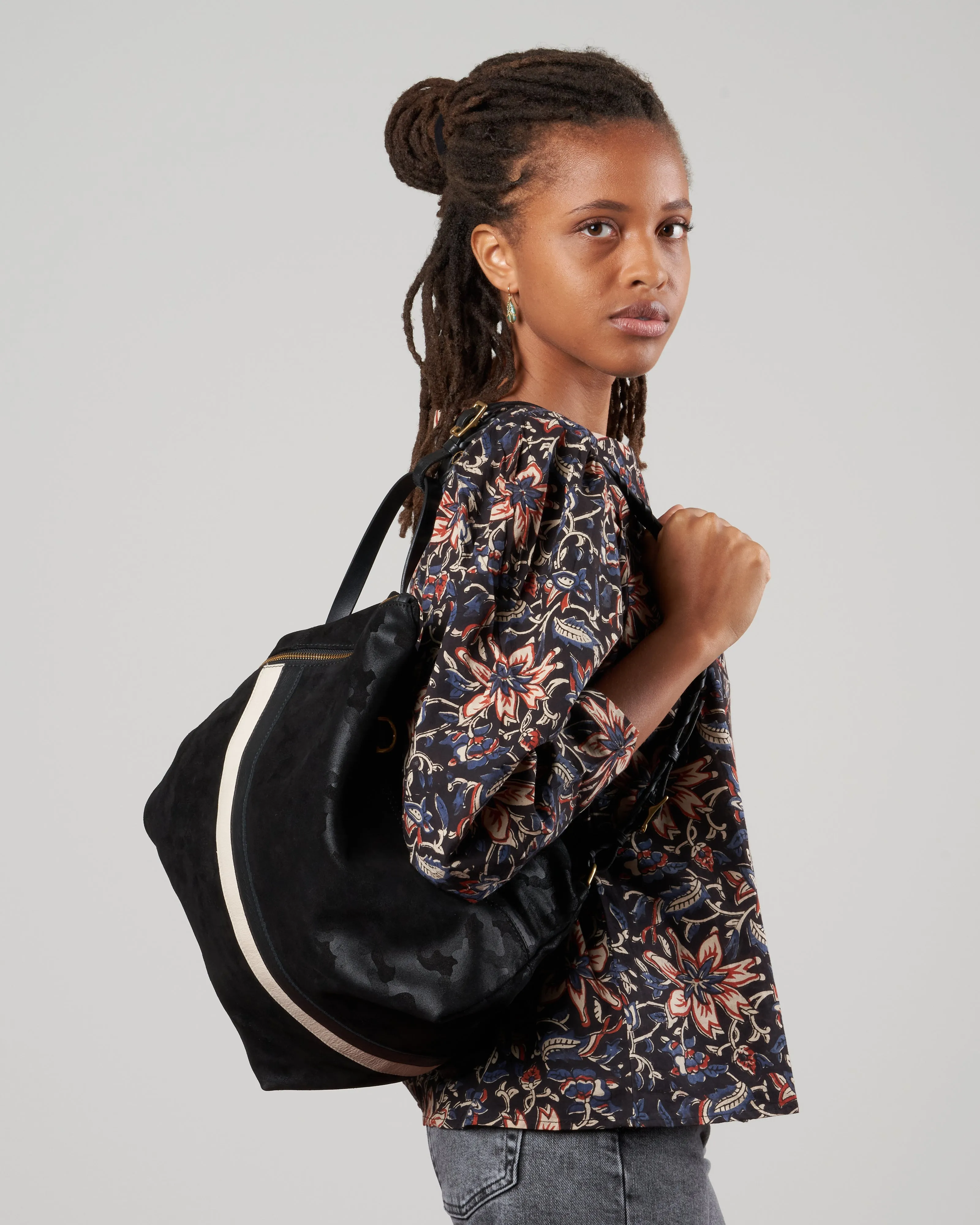 morleigh convertible backpack - black camo suede