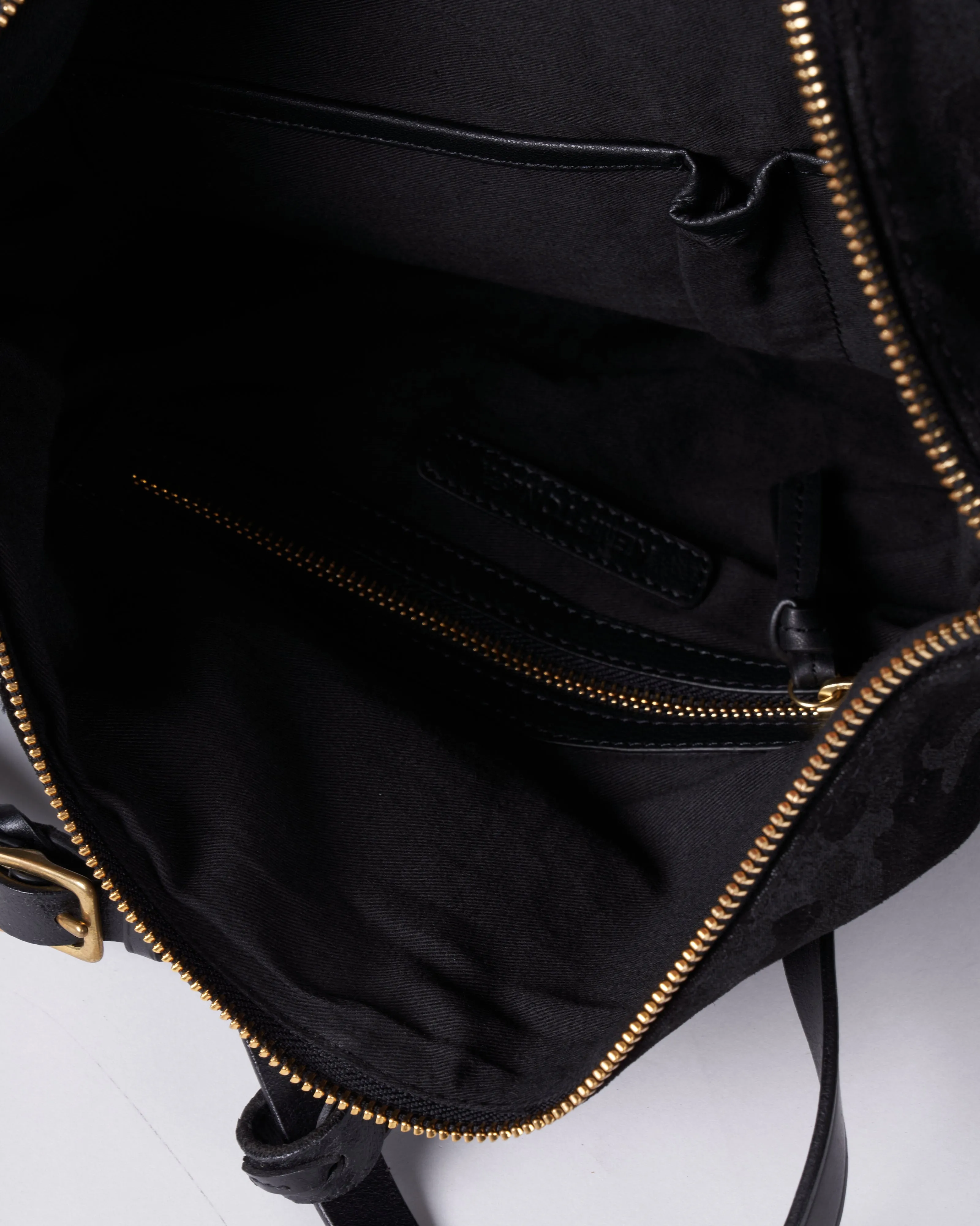 morleigh convertible backpack - black camo suede