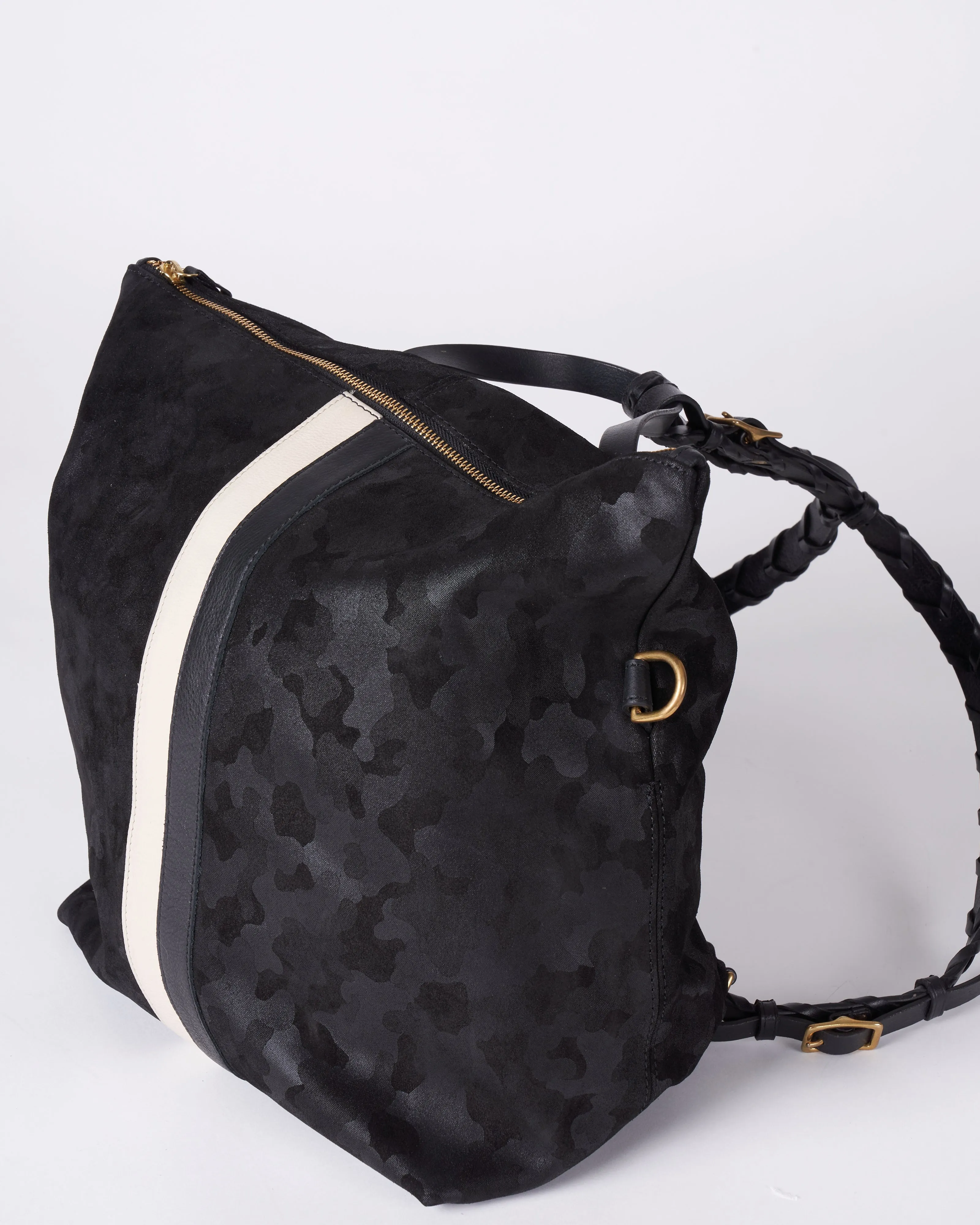 morleigh convertible backpack - black camo suede