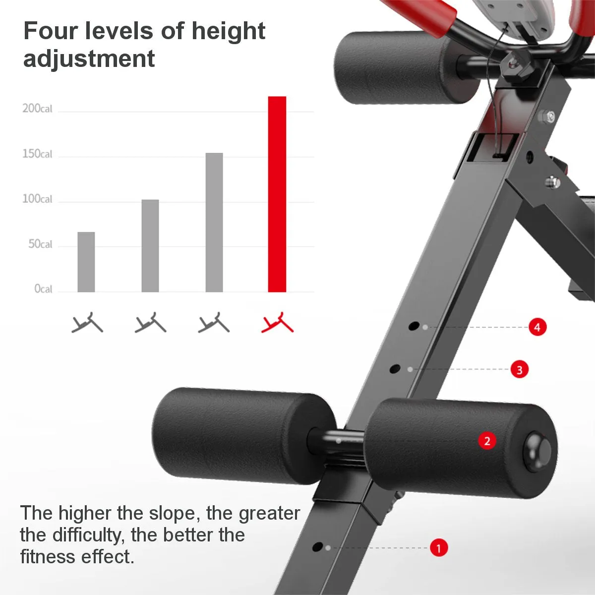Multifunction 4 Levers Adjustable Bench Sit Up Abdominal Trainer Exercise Bench Home Gym Fitness