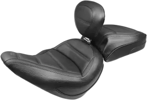 Mustang 79026 Standard Touring Seat with Backrest - Quad Stitch - Black