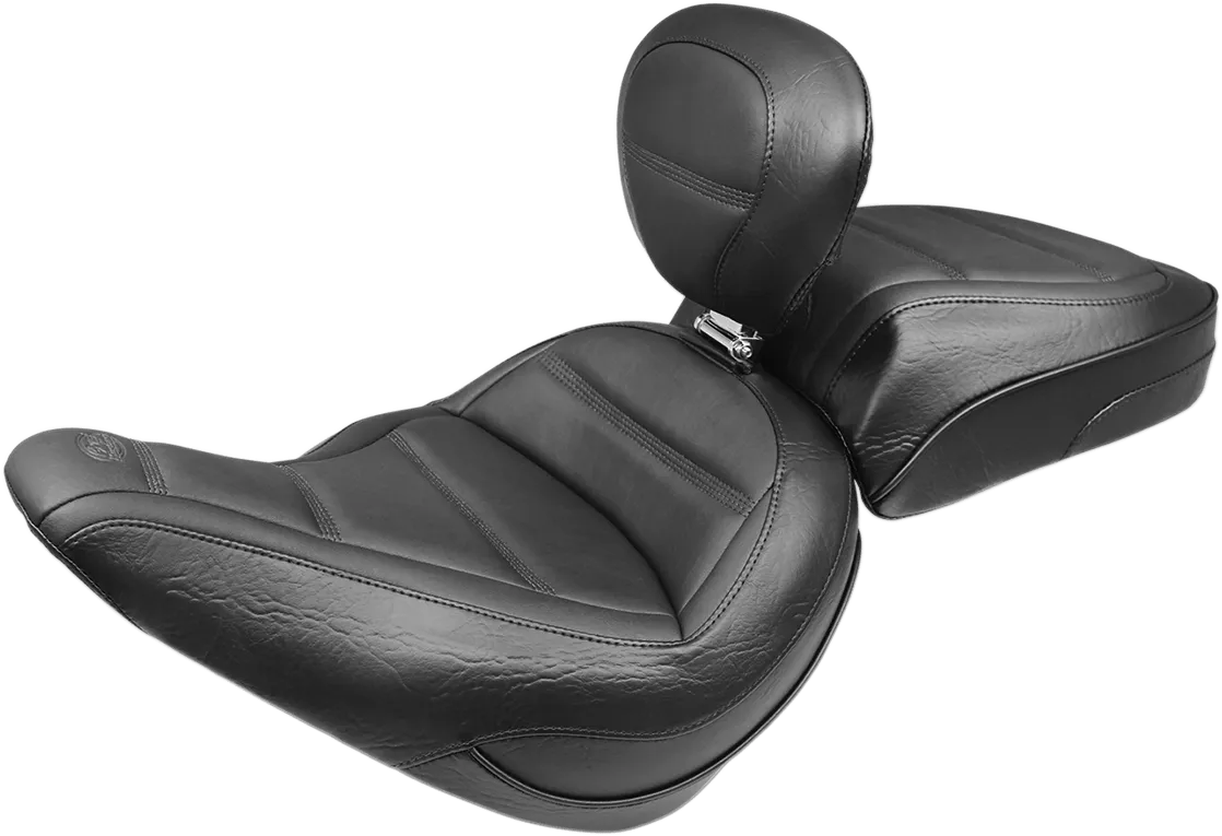 Mustang 79026 Standard Touring Seat with Backrest - Quad Stitch - Black