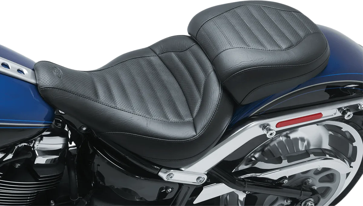 Mustang 79770 Standard Touring Seat with Backrest - Tuck and Roll Stitch - Black