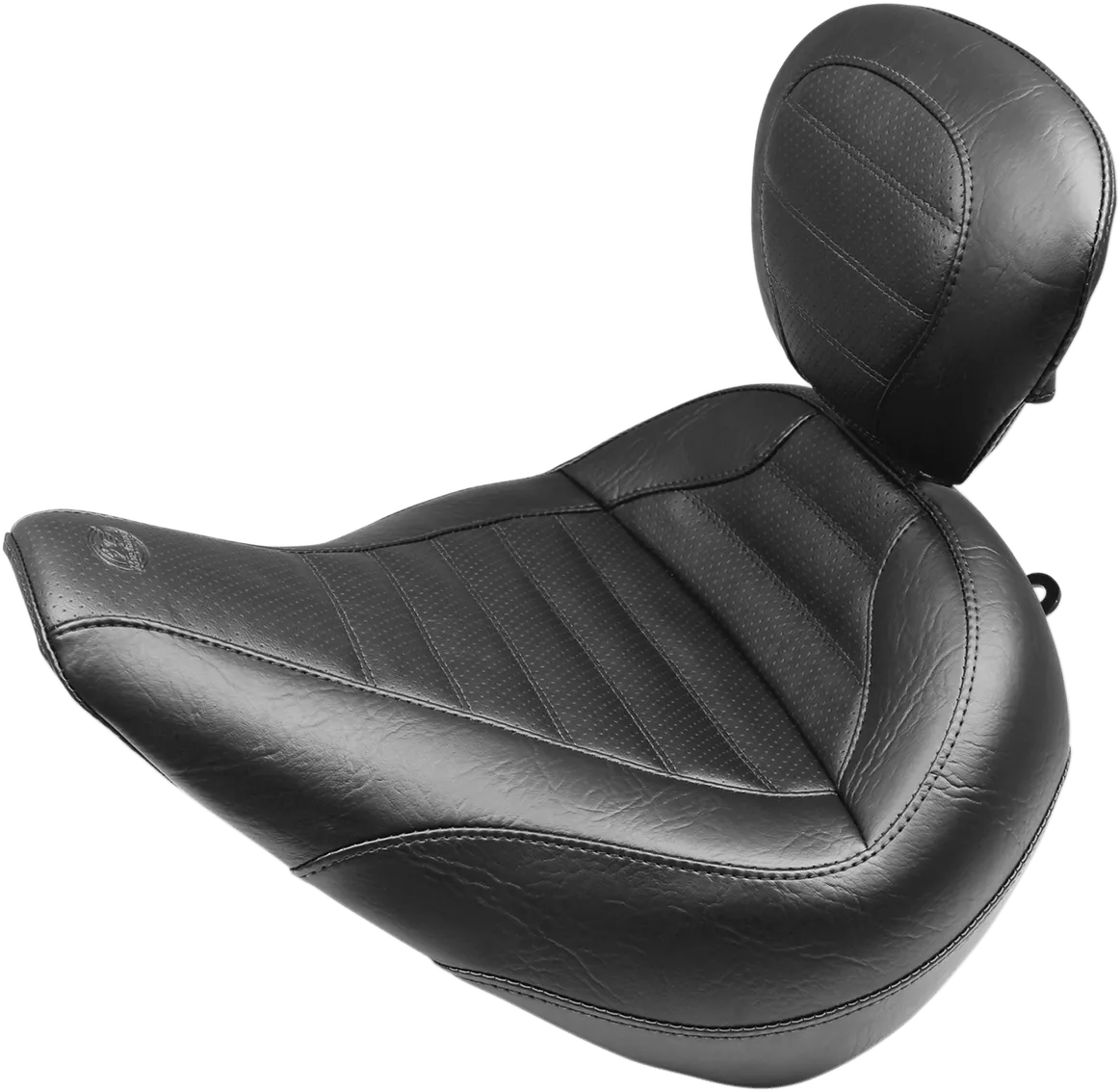 Mustang 79770 Standard Touring Seat with Backrest - Tuck and Roll Stitch - Black