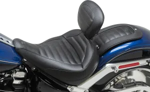 Mustang 79770 Standard Touring Seat with Backrest - Tuck and Roll Stitch - Black