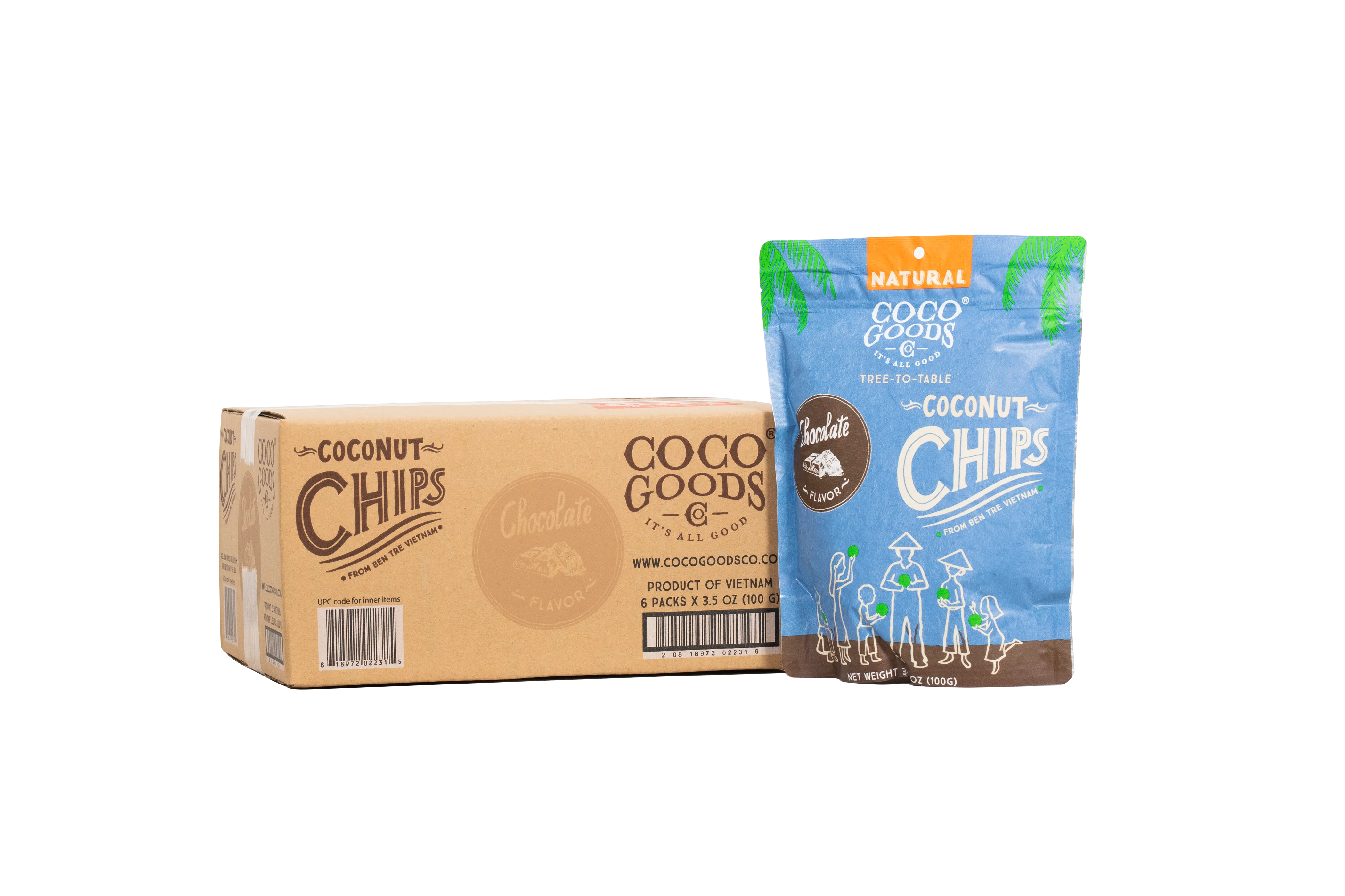 Natural Toasted Coconut Chips, Chocolate 3.5 oz Zip Lock Bag
