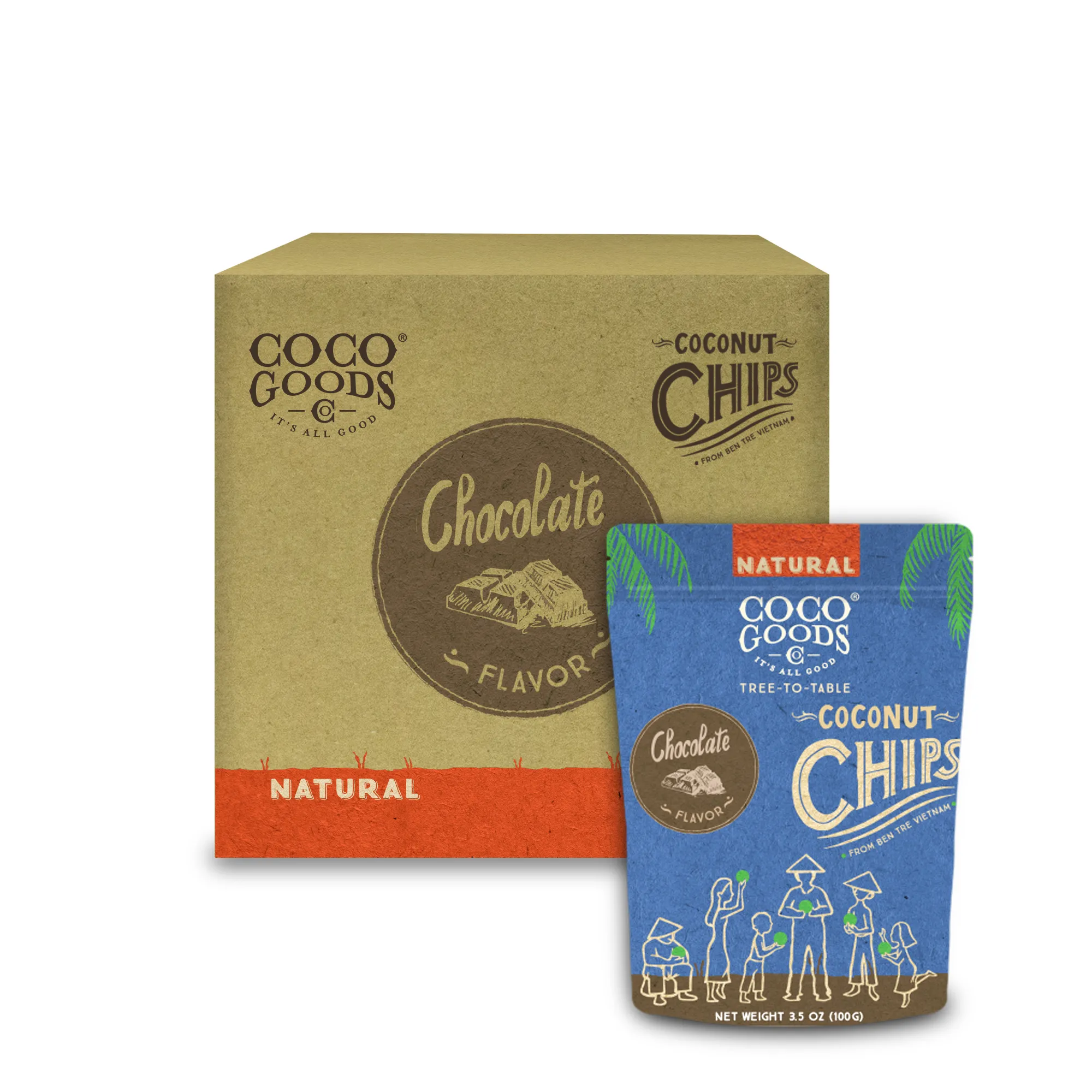 Natural Toasted Coconut Chips, Chocolate 3.5 oz Zip Lock Bag