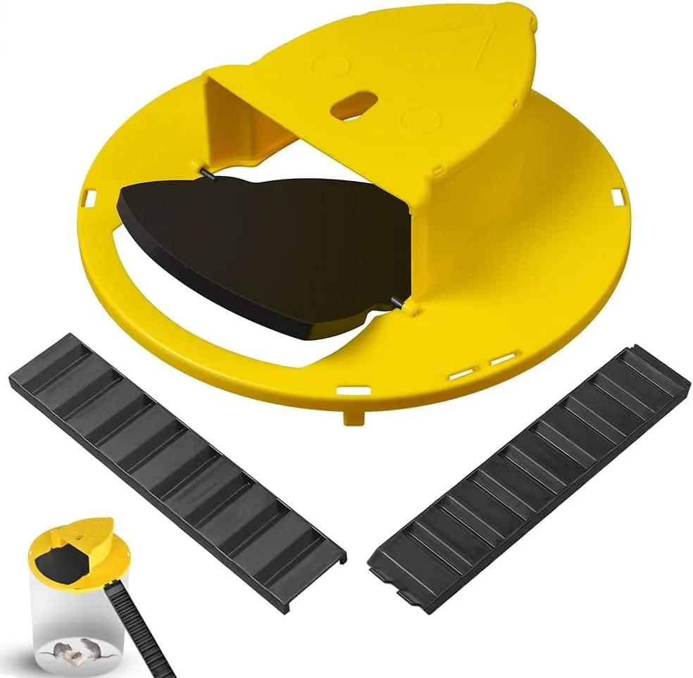 New Auto Rolling Reset Mouse Trap, Safe Rolling Bucket Lid Rat Trap, Humane Rolling Reset Rat Trap Safe for Children and Pets, Live Catch and Release Bucket Mouse Trap for Home（AXLS-Yellow)