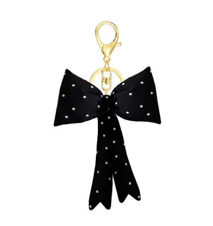 NEW! BLACK PUFFY DOT BOW KEYCHAIN