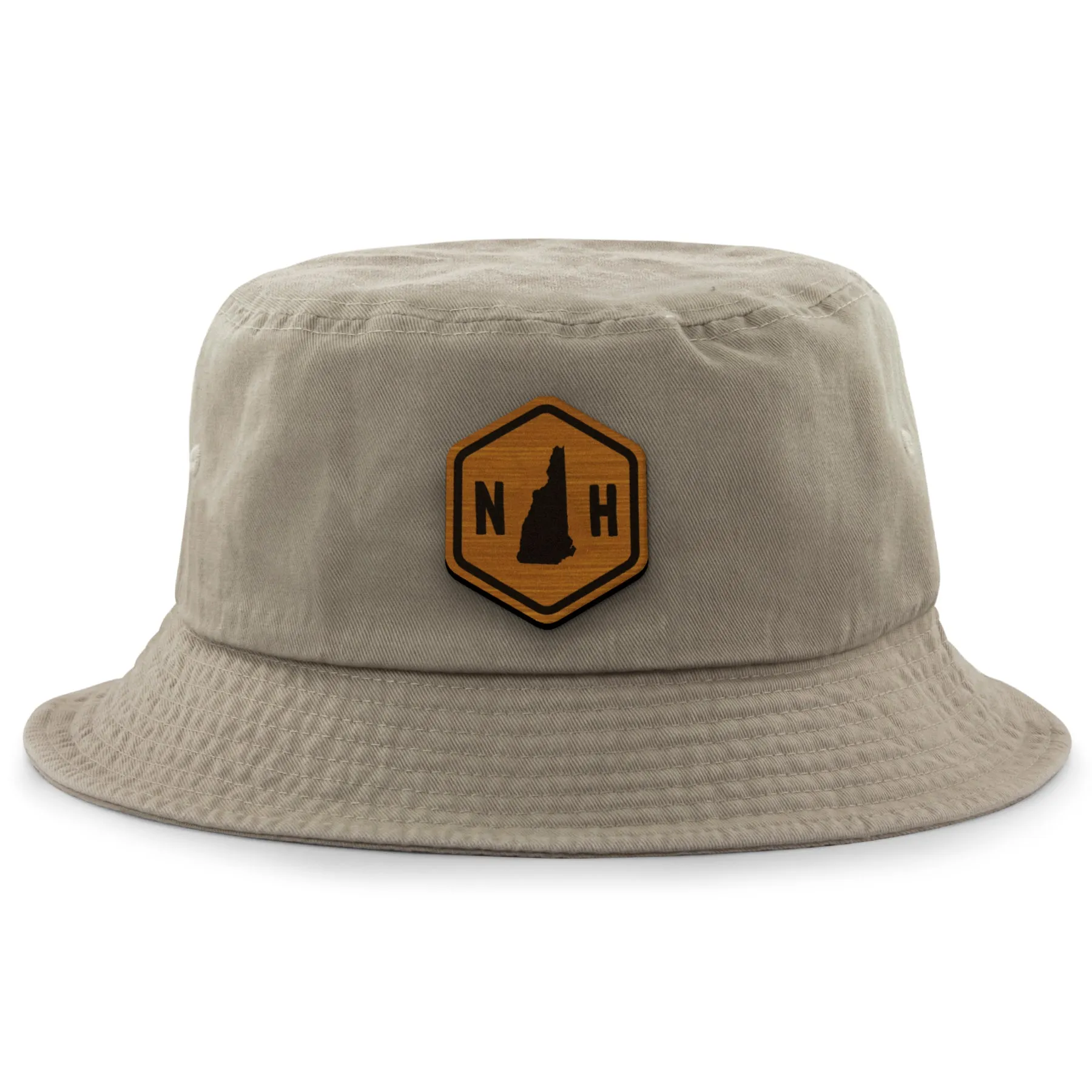 New Hampshire State Sign Wood Grain Patch Bucket Hat