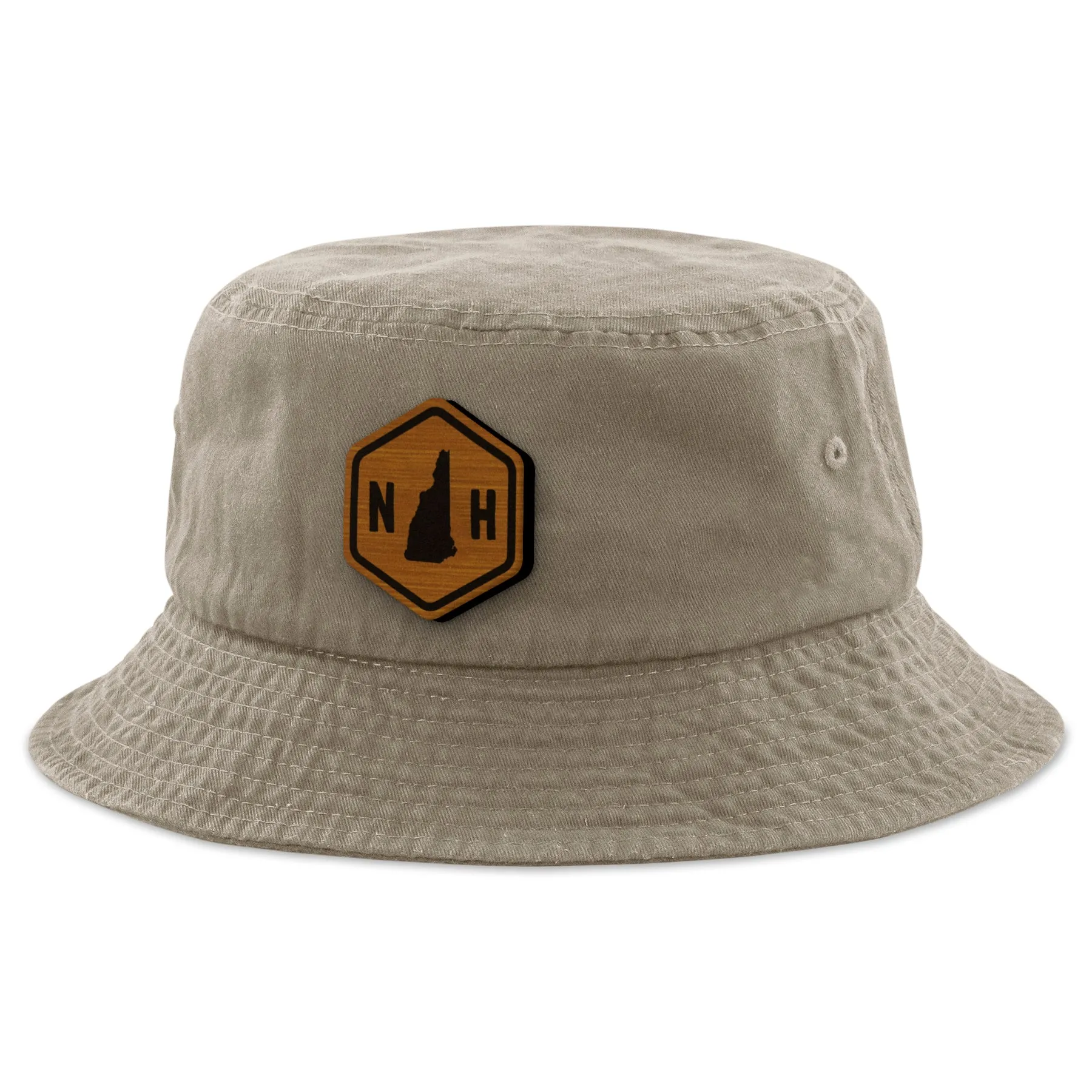 New Hampshire State Sign Wood Grain Patch Bucket Hat