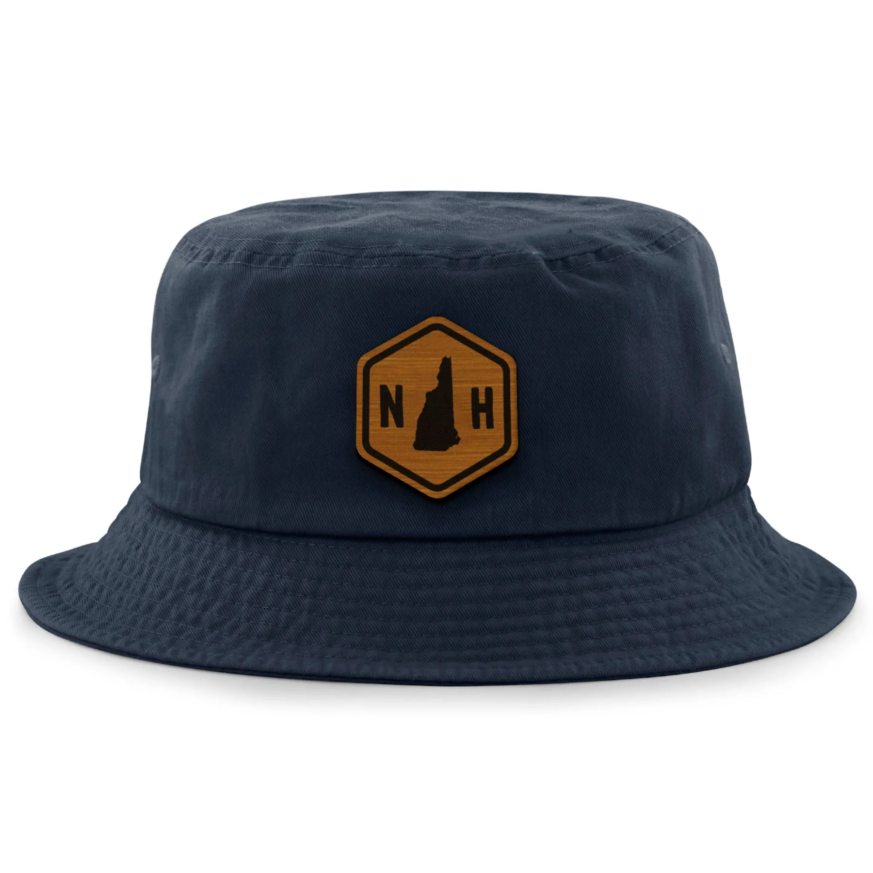 New Hampshire State Sign Wood Grain Patch Bucket Hat