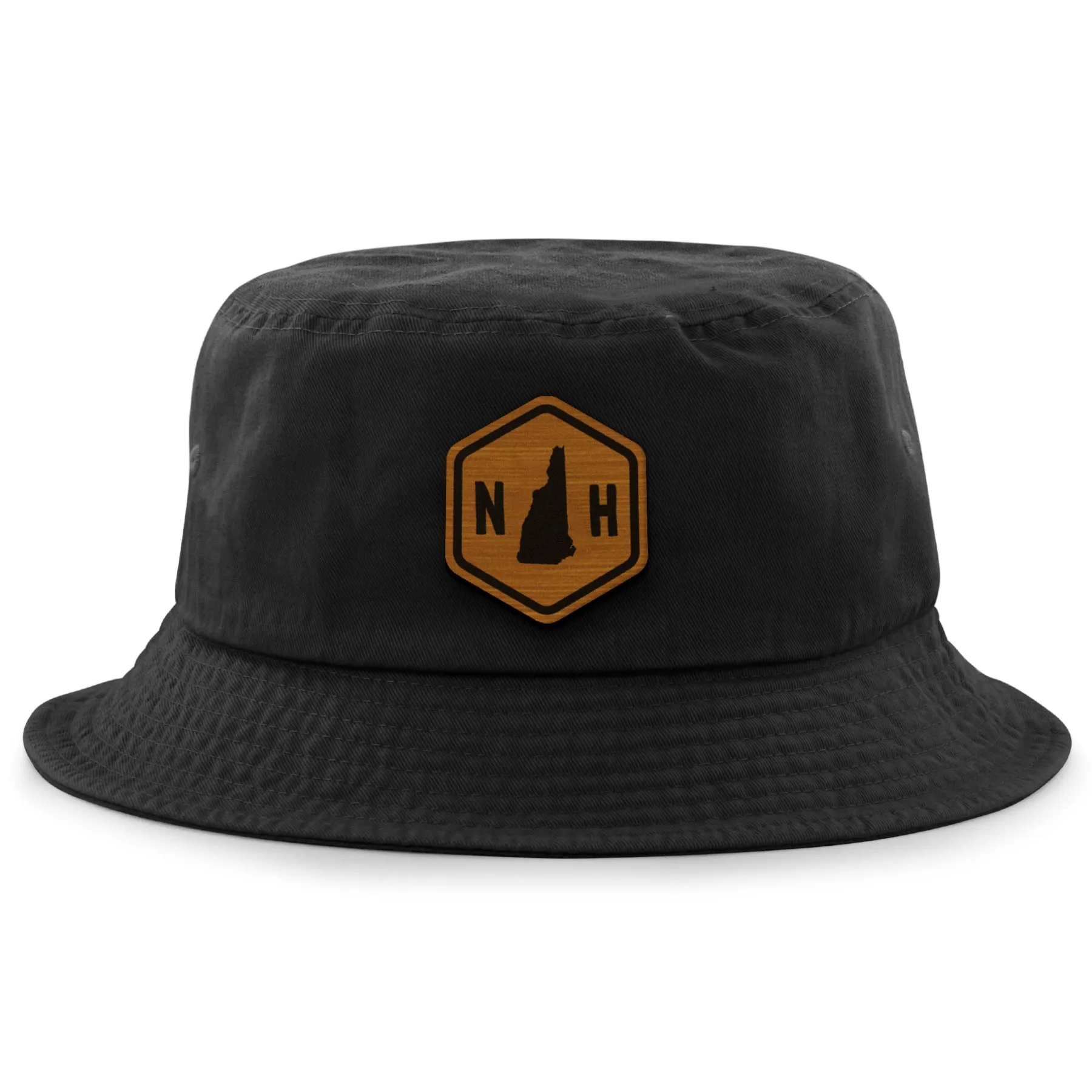 New Hampshire State Sign Wood Grain Patch Bucket Hat