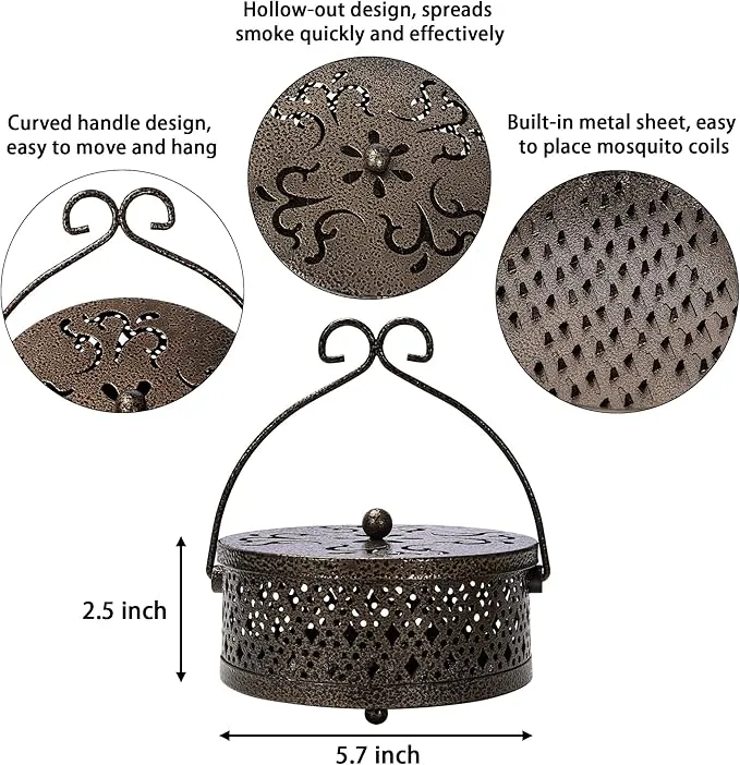 NEW Retails $60, Retro Portable Mosquito Coil Holder for Home and Camping (Bronze)