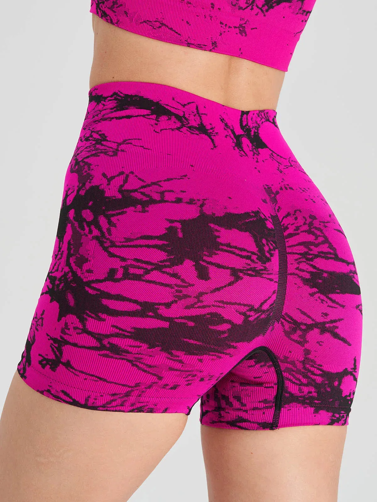 New Seamless Embroidered Tie Dye High Waist Fitness Shorts Tummy Control Push Up Workout Exercise Sport  Gym Fitness Yoga Shorts For Women