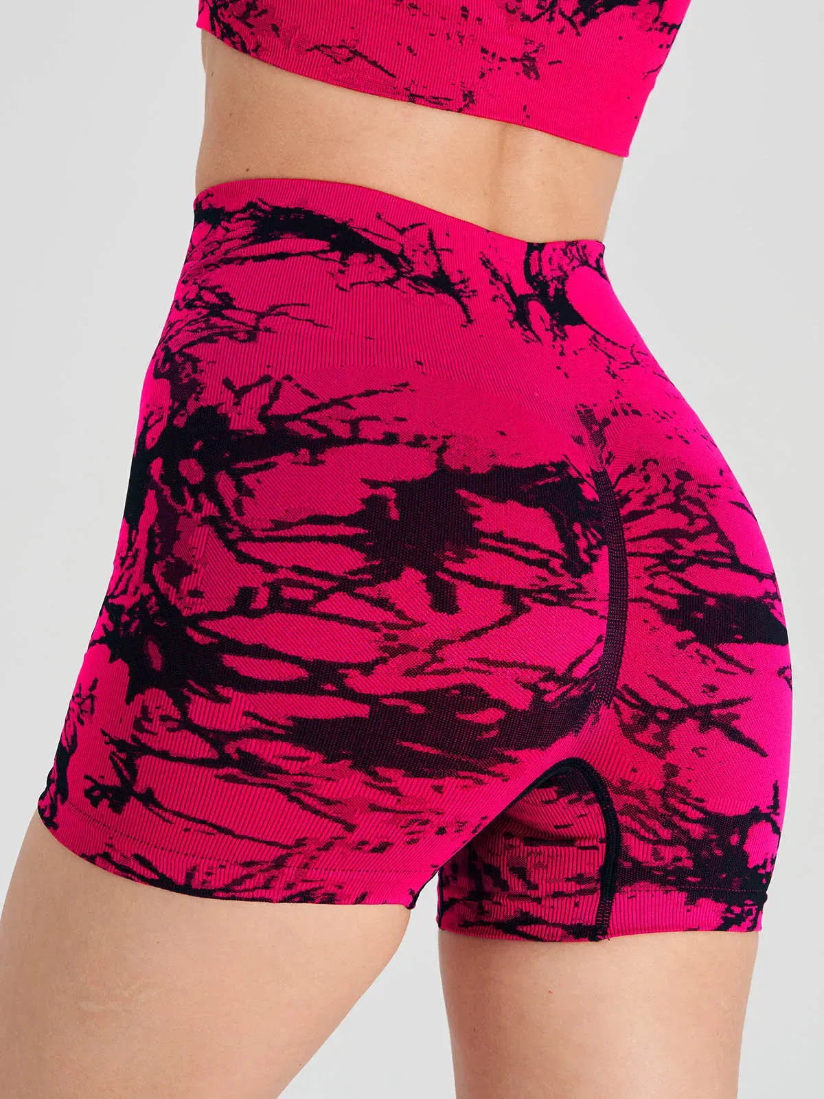 New Seamless Embroidered Tie Dye High Waist Fitness Shorts Tummy Control Push Up Workout Exercise Sport  Gym Fitness Yoga Shorts For Women