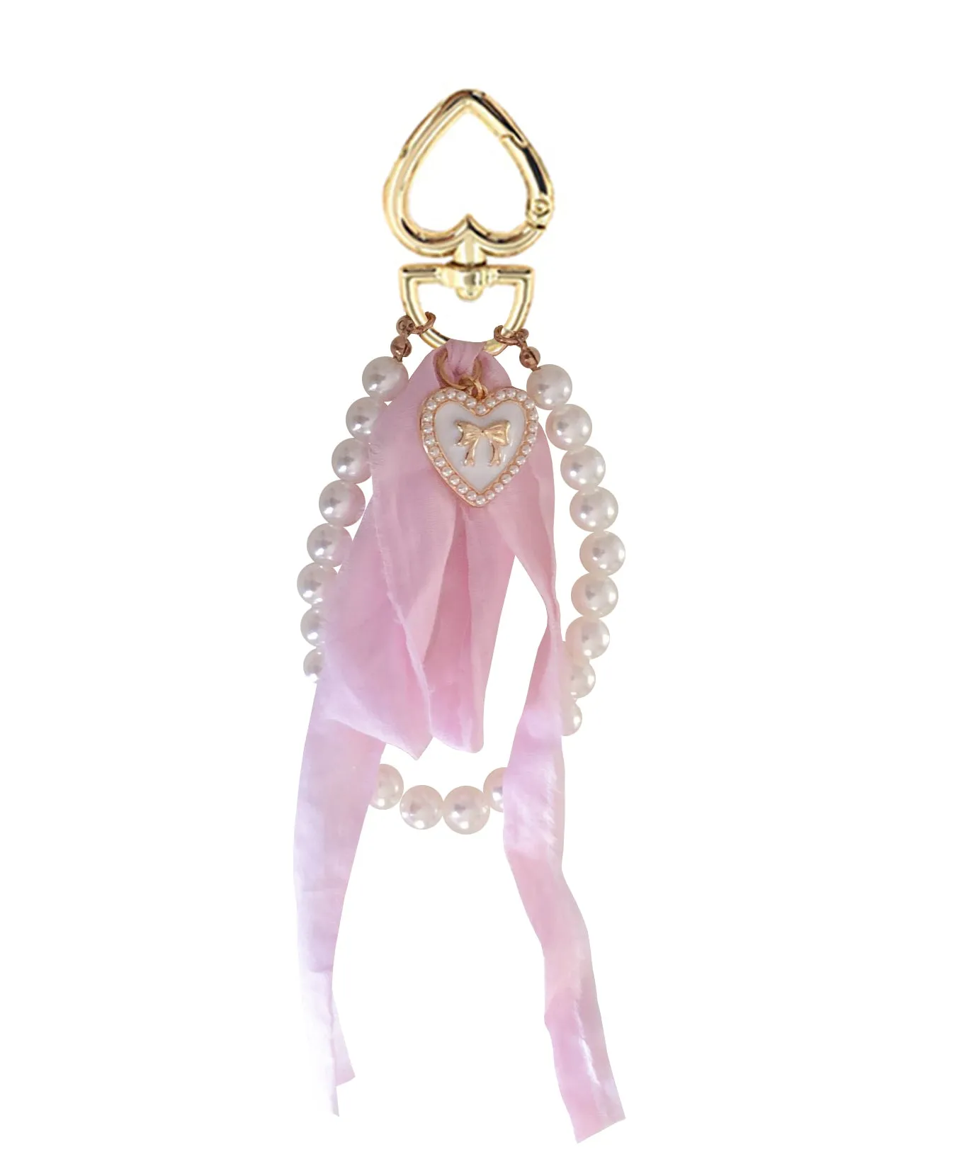 NEW! WHITE HEART BOW KEYCHAIN