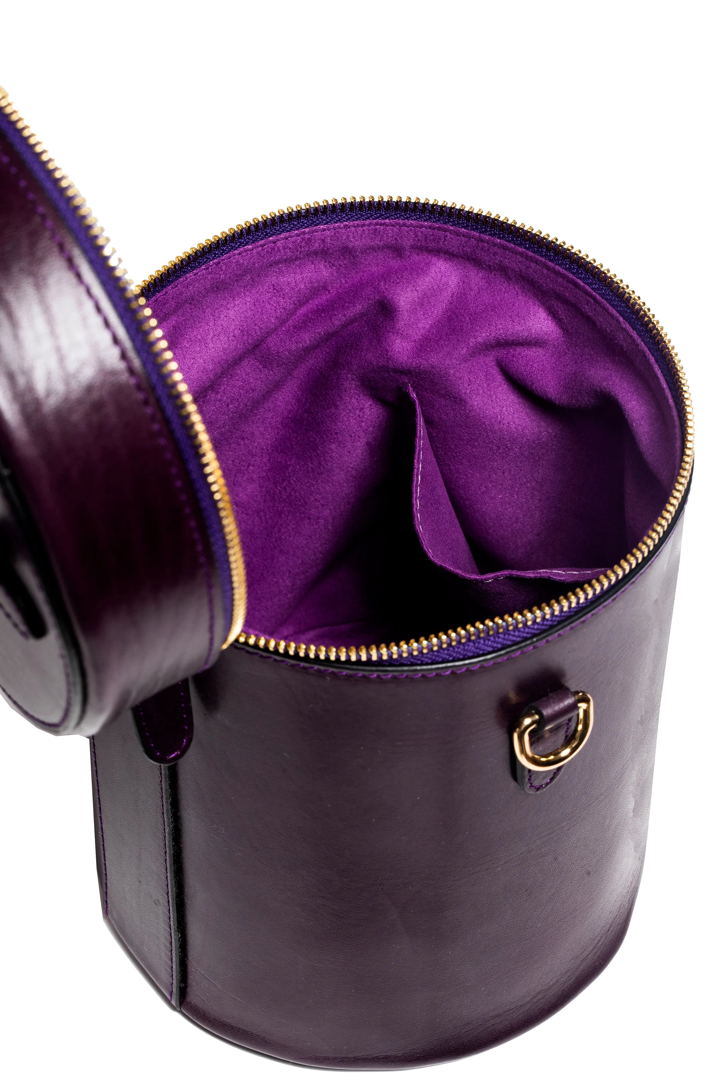 NOLA Bucket Leather Bag in Eggplant Purple