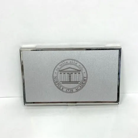 Norfolk Academy Seal Silver Business Card Holder