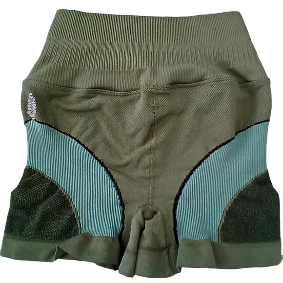 NWOT Free People Point Break Shorts Size M/L Colorblock Compression Army Green