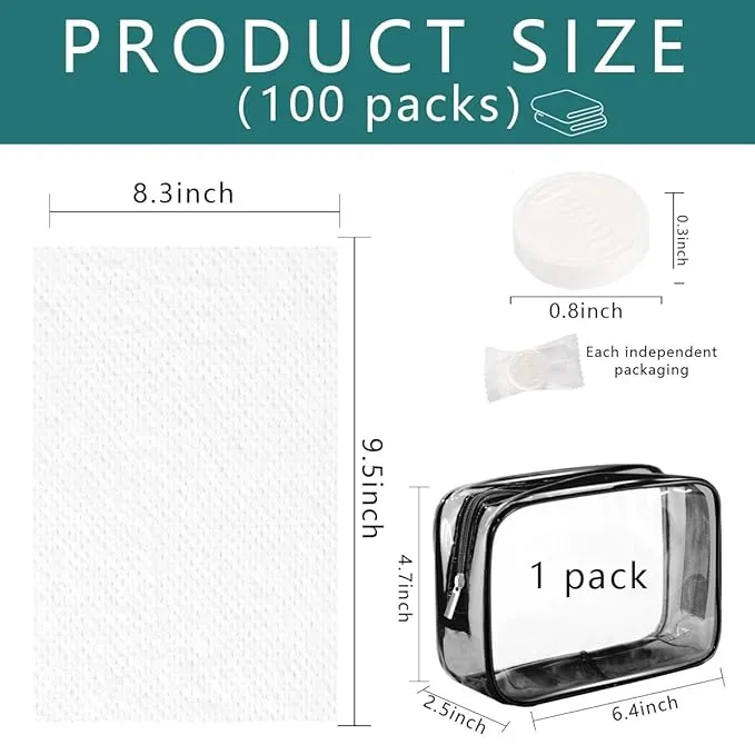 OBTANIM 100 PCS Compressed Towels Disposable Portable Mini Coin Tissue Hand Wipe Camping Face Towel Tablets with Waterproof Clear Plastic Storage Bag for Travel Camping Hiking Home Beauty