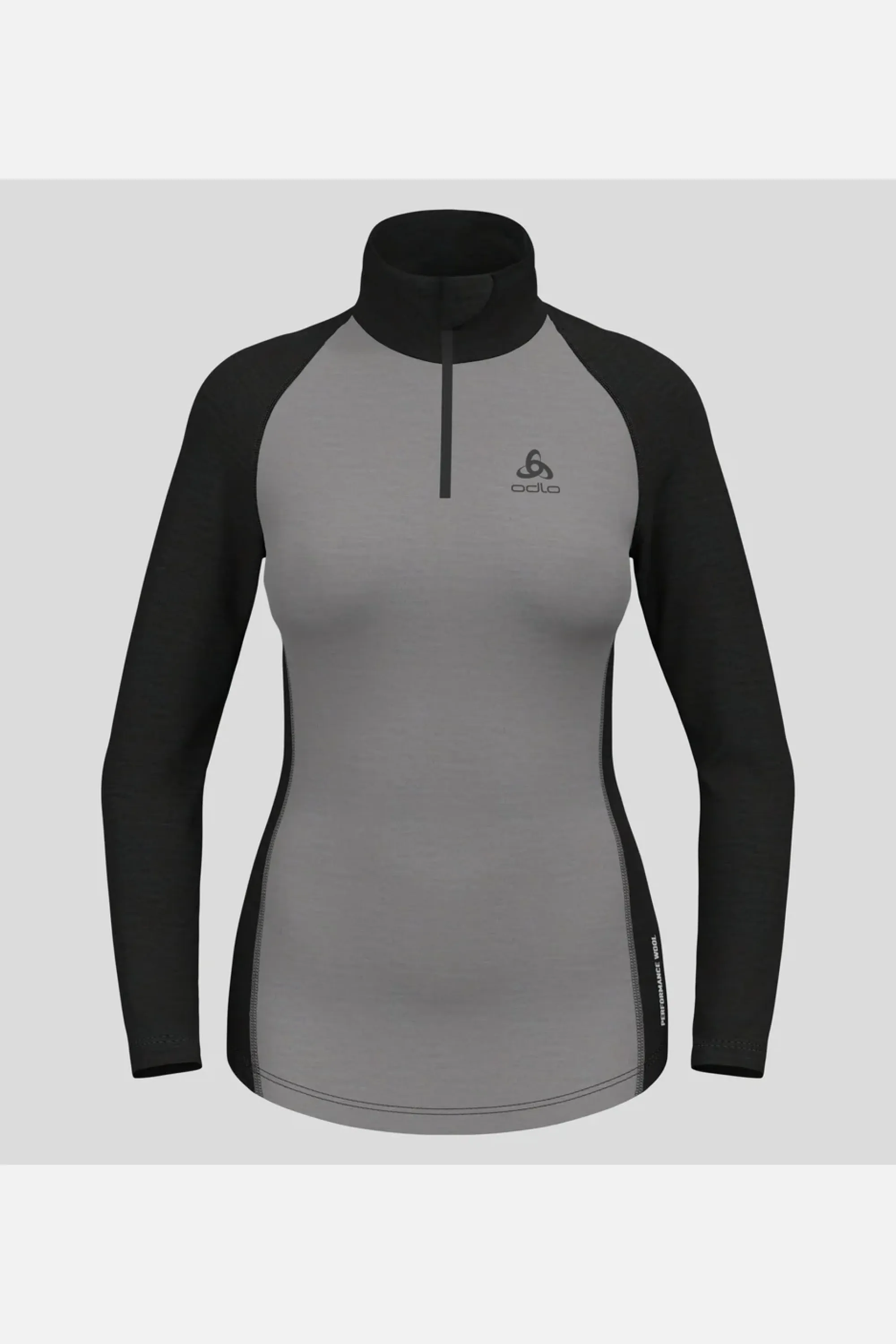 Odlo The Performance Wool 150 Base Layer Half-Zip, Women, Grey Melange