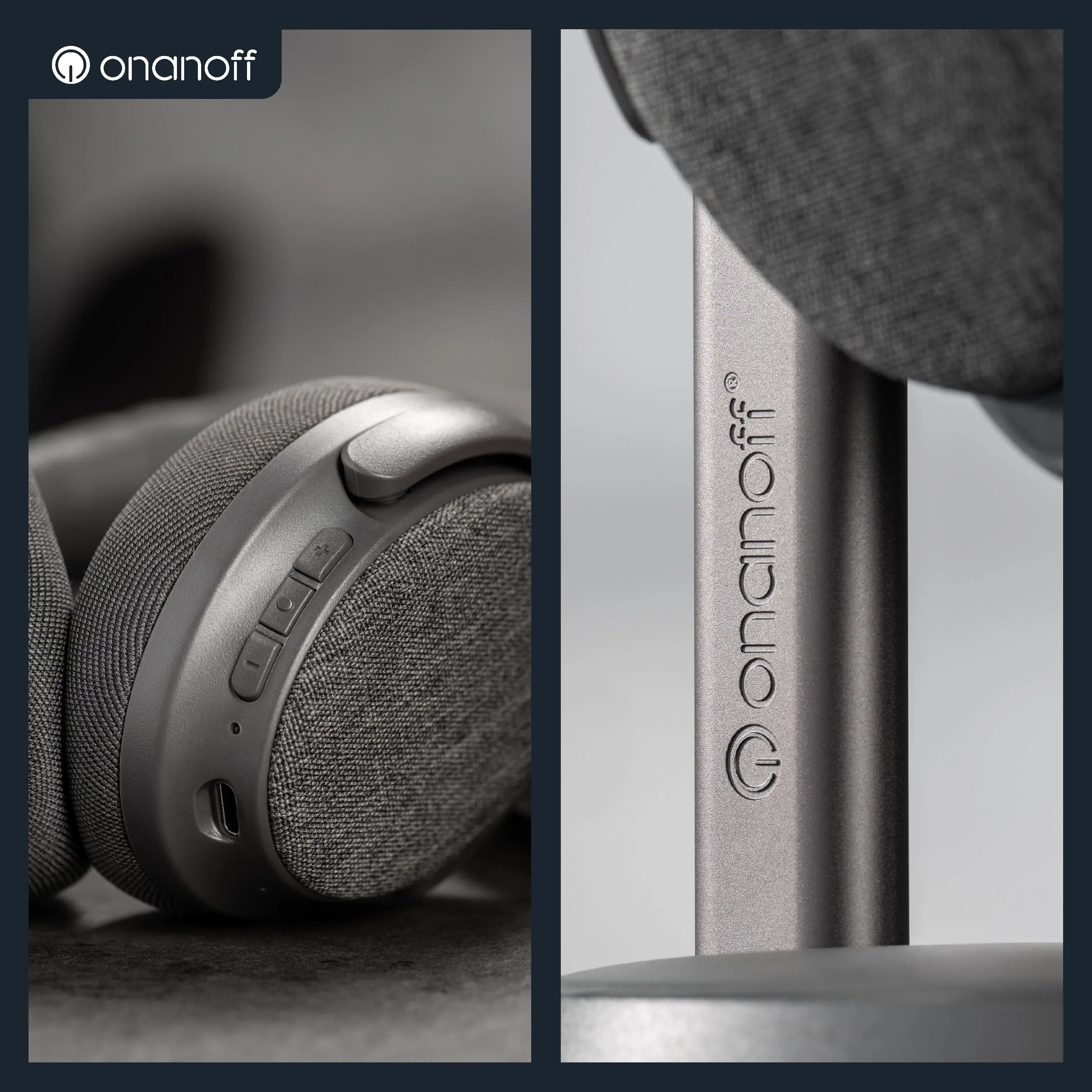 ONANOFF Fokus  Hybrid Active Noise Cancelling Headphones with Wireless Charging Stand