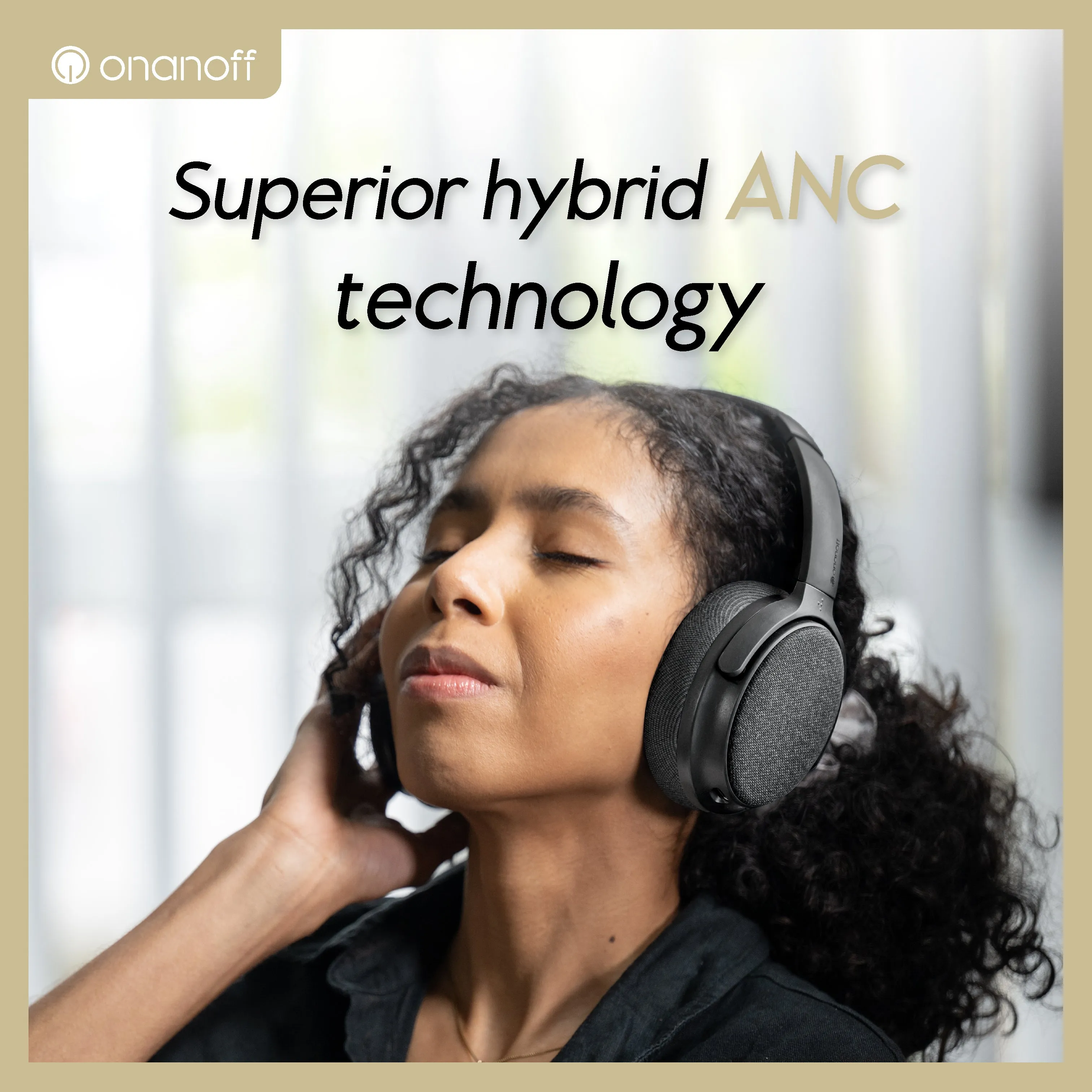 ONANOFF Fokus  Hybrid Active Noise Cancelling Headphones with Wireless Charging Stand