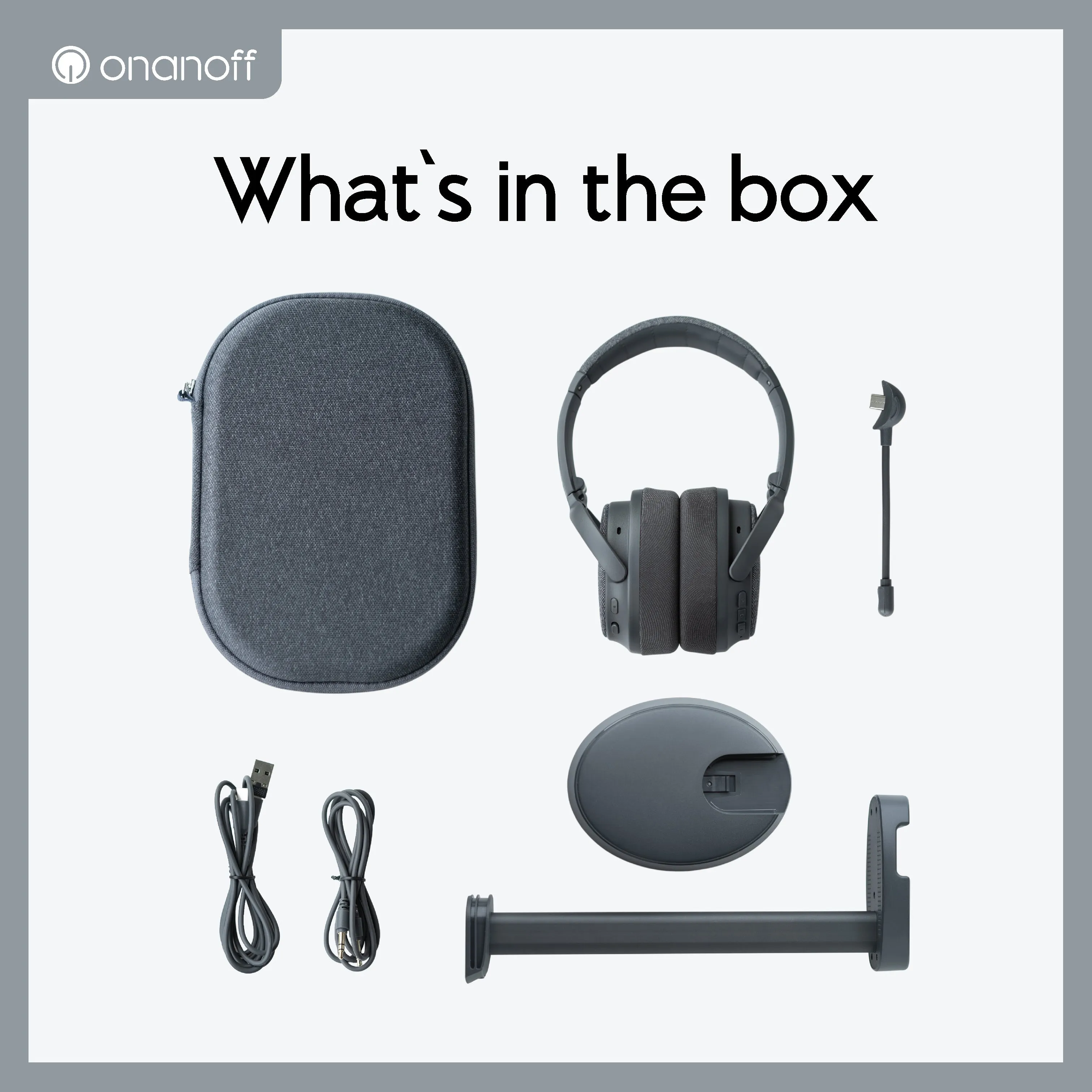 ONANOFF Fokus  Hybrid Active Noise Cancelling Headphones with Wireless Charging Stand
